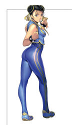  1girl ass capcom chun-li from_behind highres homare_(fool&#039;s_art) leggings looking_at_viewer solo street_fighter  rating:Sensitive score:21 user:sillynimbus