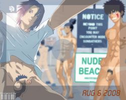 4boys beach bottomless flaccid inuzuka_kiba multiple_boys muscular nara_shikaku nara_shikamaru naruto naruto_(series) nude penis uchiha_sasuke uncensored yaoi rating:Explicit score:12 user:gandal359