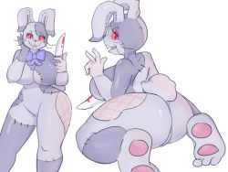  1girl animal_costume artist_request ass breasts five_nights_at_freddy&#039;s five_nights_at_freddy&#039;s:_security_breach fur_suit holding holding_knife huge_ass knife large_breasts looking_at_viewer looking_back open_mouth rabbit rabbit_costume rabbit_ears red_eyes shiny_skin simple_background skin_tight vanny_(fnaf) wide_hips  rating:Explicit score:26 user:fakyuh