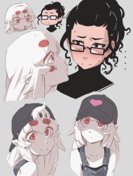  ... 2girls :&lt; :p ad-6-0001a alien backwards_hat bangs_pinned_back bare_shoulders baseball_cap black-framed_eyewear black_hair black_shirt blush colored_skin dr._m.s. dr._molly_simon eye_contact glasses grey_background hat heart high_ponytail hushabye interspecies long_hair looking_at_another looking_at_viewer monster_girl multiple_girls opaque_glasses original overalls pointy_ears project_a.d.a. red_eyes shirt short_hair simple_background smile split_mouth suspenders sweatdrop tongue tongue_out white_hair white_skin yuri  rating:Sensitive score:52 user:danbooru