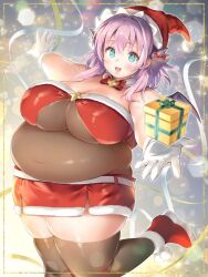  agano_mai belly_hang blue_eyes box breasts fat fat_arms fat_female fat_thighs gift gift_box hat huge_breasts indie_virtual_youtuber obese pink_hair santa_costume santa_hat see-through see-through_shirt skirt thick_thighs thighlet thighs virtual_youtuber  rating:General score:6 user:Kazuto007