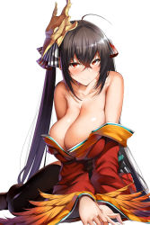 1girl azur_lane bad_id bad_pixiv_id bare_shoulders belko black_hair blush breasts choker cleavage closed_mouth collarbone dress hair_between_eyes hair_ribbon highres huge_breasts japanese_clothes kimono long_hair long_sleeves looking_at_viewer mask mask_on_head obi red_eyes red_kimono red_ribbon ribbon sash simple_background smile solo taihou_(azur_lane) thighs twintails very_long_hair white_background wide_sleeves rating:Questionable score:78 user:danbooru