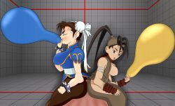  2girls absurdres annoyed balloon blush breasts brown_hair buttjob buttjob_over_clothes capcom chun-li covered_erect_nipples cooperative_buttjob exhausted highres ibuki_(street_fighter) inflatable multiple_girls penis street_fighter thighs uncensored  rating:Explicit score:1 user:AnotherBreath1