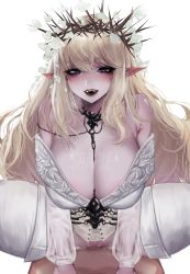  absurdres blonde_hair breasts clothed_sex cowgirl_position crown_of_thorns dungeon_and_fighter elf eress girl_on_top highres large_breasts lipstick makeup pointy_ears sex straddling thief_(dungeon_and_fighter)  rating:Explicit score:45 user:Vault_Of_Tea