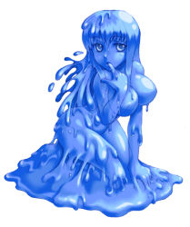 blue_eyes blue_hair blue_theme breasts kenkou_cross lowres monster_girl monster_girl_encyclopedia no_nipples slime_(monster_girl_encyclopedia) slime_girl rating:Questionable score:78 user:Vheissu