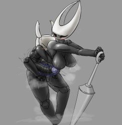  1boy 1girl absurdres ass ass_grab black_skin blush breasts colored_skin doggystyle grabbing grabbing_another&#039;s_ass grabbing_from_behind highres hollow_knight hornet_(hollow_knight) huge_ass huge_penis knight_(hollow_knight) looking_at_viewer medium_breasts penis sex sex_from_behind size_difference testicles torn_clothes vaginal x-ray  rating:Explicit score:17 user:xAkira