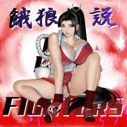  1girl breasts copyright_name fatal_fury large_breasts ponytail shiranui_mai solo the_king_of_fighters wakino_keibun 