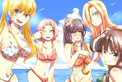  5girls beach female_focus genderswap genderswap_(mtf) haruno_sakura hyuuga_hinata looking_at_viewer multiple_girls naruko_(naruto) naruto naruto_(series) o96ap ocean swimsuit tagme tenten_(naruto) uzumaki_naruto yamanaka_ino  rating:Sensitive score:74 user:gfhtrs