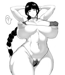 1girl bleach breasts collarbone female_pubic_hair huge_breasts kurotsuchi_nemu navel nipples pubic_hair solo stomach thick_thighs thighs wide_hips