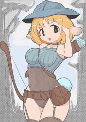  1girl absurdres animeretrograde archer_(fate) bow highres leggings original rabbit_ears rabbit_tail retro_artstyle 