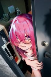  1boy 1girl animated blush bouncing_breasts breasts doorway fate/grand_order fate_(series) glasses hair_over_one_eye harutoshi hetero highres implied_sex long_hair looking_at_viewer mash_kyrielight open_door pink_hair pov pov_doorway saliva sex sex_from_behind sidelocks small_breasts sound standing standing_sex stealth_sex video  rating:Explicit score:845 user:Torghast_