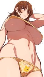 10s 1girl animal_print ashigara_(kancolle) bad_id bad_pixiv_id bear_panties bear_print breasts brown_eyes brown_hair covered_erect_nipples from_below front-print_panties highres ikarin kantai_collection large_breasts long_hair messy_hair navel panties polka_dot polka_dot_panties print_panties simple_background solo transparent_background underboob underwear wavy_hair winnie_the_pooh rating:Questionable score:105 user:danbooru