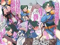  1girl bar_censor bestiality blush boris_(noborhys) breasts censored cum cum_in_pussy fellatio fire_emblem fire_emblem:_the_blazing_blade fire_emblem_heroes green_eyes green_hair heart heart-shaped_pupils highres horse large_breasts lyn_(fire_emblem) nintendo nipples oral pussy_juice sex symbol-shaped_pupils translated vaginal  rating:Explicit score:65 user:MeadleLeadle