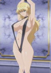  00s 1girl angry armpits arms_up bdsm blonde_hair blue_eyes bondage bound breasts curvy earrings frown groin huge_breasts indoors jewelry long_hair navel one-piece_swimsuit rope sara_scorpion screencap shiny_skin sideboob slingshot_swimsuit solo stitched swimsuit thick_thighs thighs third-party_edit uchuu_kaizoku_sara very_long_hair  rating:Questionable score:201 user:danbooru