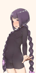  10s 1girl blunt_bangs blush bodystocking bodysuit boruto:_naruto_next_generations braid breasts cameltoe censored cleft_of_venus collagen covered_erect_nipples covered_navel decensored fat_mons female_focus hair_ornament kakei_sumire loli long_hair looking_at_viewer naruto naruto_(series) navel pointless_censoring purple_eyes purple_hair simple_background skin_tight small_breasts solo third-party_edit twin_braids upper_body  rating:Explicit score:257 user:g4s