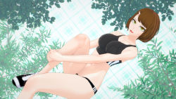  1girl androssi_zahard between_breasts breasts bright_background brown_hair collarbone gm_kun horns large_breasts legs looking_at_viewer necktie necktie_between_breasts orange_eyes outdoors short_hair single_horn slender solo sports_bra sportswear thick_thighs thighs tower_of_god  rating:Sensitive score:11 user:VIZMEDI