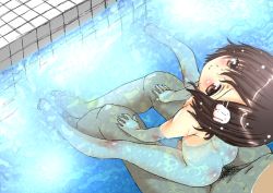1girl age_difference artist_request ass black_hair blush flat_chest girl_on_top loli looking_up nude penis pool short_hair smile water rating:Explicit score:103 user:huzzaman
