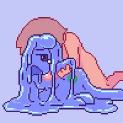  1boy 1girl akai_(ugokashitari) aliasing all_fours animated animated_gif blob blue_theme creature cum cum_in_pussy doggystyle hetero lowres monster_girl nude open_mouth pixel_art sex sex_from_behind short_hair shota simple_background slime_girl tears  rating:Explicit score:434 user:Ono