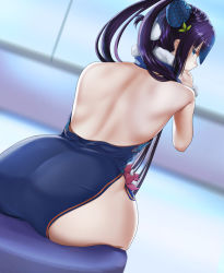 1girl ass back blue_eyes china_dress chinese_clothes dress fate/grand_order fate_(series) from_behind highres huge_ass kariza long_hair looking_at_viewer looking_back purple_hair sitting solo thighs twintails yang_guifei_(fate) rating:Sensitive score:56 user:JustHere4Butts