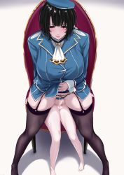 1boy 1girl admiral_(kancolle) after_vaginal aftersex age_difference barefoot beret black_eyes black_hair blush breasts chair clothed_female_nude_male clothes_lift clothing_aside cum cum_in_pussy cum_overflow cum_string cumdrip curvy erection garter_straps ggli_(yuine_wantan) girl_on_top hat hetero highres kantai_collection large_breasts lifted_by_self lips little_boy_admiral_(kancolle) no_shoes nude onee-shota pale_skin panties panties_aside penis pigeon-toed pussy_juice shadow shota simple_background skindentation small_penis smile solo_focus spread_legs standing takao_(kancolle) thighhighs underwear uniform white_background rating:Explicit score:434 user:danbooru