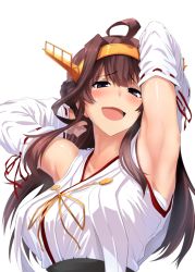 10s 1girl ahoge armpits bad_id bad_pixiv_id blue_eyes blush breasts brown_hair detached_sleeves kantai_collection kongou_(kancolle) large_breasts looking_at_viewer nontraditional_miko solo tears ulrich_(tagaragakuin) rating:Questionable score:44 user:danbooru