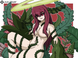  1girl absurdres asahir breasts highres mon-musu_quest! mon-musu_quest:_paradox nipples nude promestein red_eyes red_hair seaweed self-upload tagme  rating:Questionable score:5 user:AsahirBloodfall