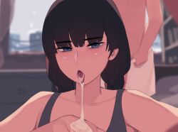 1boy 1girl black_hair blue_eyes brother_and_sister cum cum_in_mouth cum_on_hands elder_sister_(pepper0) highres incest original pepper0 shota siblings tagme tongue tongue_out rating:Explicit score:597 user:Xerx0_