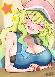  1girl apron breasts cleavage hat highres huge_breasts kobayashi-san_chi_no_maidragon lucoa_(maidragon) reiwa_rerere smile solo  rating:Questionable score:41 user:cheezeit