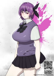  1girl ayane_(doa) breasts butcherboy dead_or_alive large_breasts school_uniform solo 