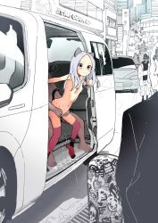 1girl 3boys age_difference anal_tail animal_ears arm_support bad_id bad_pixiv_id balding barefoot blush bmlx bmlx2356 bollard breasts business_suit butt_plug car cat_ears cat_girl cat_tail city clothed_male_nude_female clothed_male_nude_male collar dark-skinned_male dark_skin day drain drain_(object) embarrassed exhibitionism eye_contact eyebrows faceless faceless_male fake_animal_ears fake_tail female_ejaculation female_pervert flat_chest forehead formal full_body graffiti groin hetero highres leaning_forward light_purple_hair loli long_hair looking_at_another matching_hair/eyes monochrome monochrome_background motor_vehicle multiple_boys navel nipples no_shoes nude original outdoors parted_bangs partially_colored pervert public_indecency purple_eyes purple_hair pussy pussy_juice pussy_juice_drip pussy_juice_puddle red_thighhighs road sex sex_from_behind sex_toy sitting skull_and_crossbones small_areolae small_breasts small_nipples solo_focus spot_color spread_legs standing standing_sex sticker street suit sweat tagme tail tail_wrap thigh_grab thighhighs toyota toyota_hiace tree van vehicle xyh rating:Explicit score:786 user:furimura