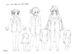  00s 3girls absurdres bare_legs breasts character_sheet hairband hara_shouji highres long_hair looking_at_another monochrome multiple_girls multiple_views naked_shirt official_art ryuusei_sentai_musumet saotome_kou saotome_marcia saotome_shion scan shirt short_hair siblings sisters standing translation_request very_long_hair wide_hips 