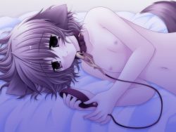 1girl animal_ears bed breasts brown_hair collar dog_ears dog_tail game_cg hinata_(pure_pure) klein_(sao) leash light_smile loli lying nipples nude on_bed on_side petto pure_pure red_eyes sakurazawa_izumi small_breasts solo tail rating:Explicit score:34 user:danbooru
