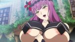  10s 1girl animated areola_slip arm_between_breasts blush breasts cleavage highres huge_breasts kaneko_hiraku lady_j lipstick makeup nail_polish purple_hair underboob undersized_clothes valkyrie_drive valkyrie_drive_-mermaid- video yellow_eyes  rating:Questionable score:105 user:lkuroi