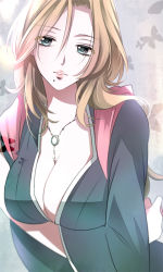  1girl bad_id bad_pixiv_id bleach blonde_hair blue_eyes breasts cleavage japanese_clothes jewelry large_breasts long_hair looking_at_viewer matsumoto_rangiku mole mole_under_mouth necklace parted_lips rinko_(41r) scarf solo  rating:Sensitive score:36 user:8u7