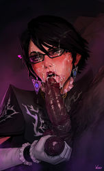 1boy 1girl after_fellatio alternate_hair_length alternate_hairstyle bayonetta bayonetta bayonetta_(series) bayonetta_2 black_hair blue_eyes caressing_testicles clothed_female_nude_male cuffs cum cum_in_mouth cum_on_eyewear cum_on_hair cum_on_tongue dark-skinned_male dark_skin earrings elbow_gloves eyeshadow facial fellatio glasses gloves heart hetero highres huge_testicles incase jewelry large_penis lips lipstick lipstick_mark lipstick_smear makeup mole mole_under_mouth nose nude open_mouth oral penis runny_makeup short_hair solo_focus testicles tongue uncensored white_gloves rating:Explicit score:354 user:dmysta3000