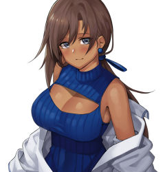  absurdres black_survival breasts brown_hair cleavage highres off_shoulder tagme  rating:Questionable score:5 user:ChaosPenguin