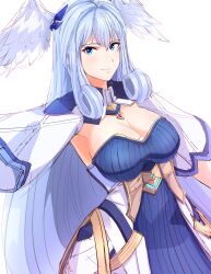  1girl absurdres artist_request blue_eyes breasts cleavage head_wings highres large_breasts melia_antiqua simple_background solo white_background wings xenoblade_chronicles_(series) xenoblade_chronicles_1 xenoblade_chronicles_3  rating:Sensitive score:3 user:RIG
