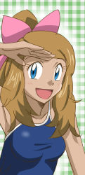  blonde_hair blue_eyes bow creatures_(company) game_freak happy long_hair nintendo pokemon pokemon_(anime) serena_(pokemon) swimsuit tagme tentoku  rating:Sensitive score:12 user:AMI-RAP