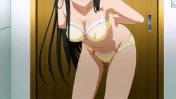  10s 1girl animated animated_gif black_hair bra female_focus kotegawa_yui long_hair lowres panties screencap solo to_love-ru to_love-ru_darkness underwear undressing  rating:Questionable score:91 user:deadringerz