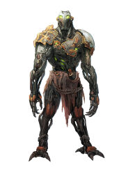  absurdres bionicle commentary english_commentary full_body green_eyes highres humanoid_robot kanohi_(bionicle) kory_cromie loincloth looking_at_viewer onua_(bionicle) redesign robot simple_background solo the_lego_group white_background 