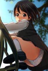  1girl ass blush breasts flat_chest from_below highres loli matsunaga_kouyou school_uniform small_breasts solo tagme upskirt  rating:Questionable score:86 user:lord_muffington