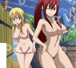 2girls blonde_hair breasts colored_pubic_hair erza_scarlet fairy_tail highres large_breasts lucy_heartfilia multiple_girls nude onsen pubic_hair pussy red_hair red_pubic_hair screencap smile third-party_edit uncensored rating:Explicit score:73 user:bryanlg