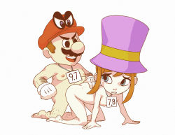  1girl 2boys a_hat_in_time ass ass_grab barefoot breasts crossover daga doggystyle feet gloves hat hat_kid loli mario mario_(series) multiple_boys nintendo nude rape sex sex_from_behind small_breasts super_mario_bros._1 super_mario_odyssey tears  rating:Explicit score:109 user:zazae