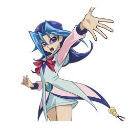  1girl blue_hair copyright_name kamishiro_rio konami long_hair looking_at_viewer multicolored_hair official_art red_eyes school_uniform skirt smile standing two-tone_hair uniform wide_hips yu-gi-oh! yu-gi-oh!_duel_links yuu-gi-ou yuu-gi-ou_zexal  rating:General score:5 user:e0972951006