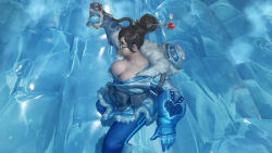  1girl belt blizzard_(company) breasts chen_zhang cleavage female_focus glasses gun hair_bun hair_ornament highres hua_ye_cai ice large_breasts mei_(overwatch) overwatch overwatch_1 single_hair_bun snowball_(overwatch) third-party_edit wallpaper weapon winter_clothes  rating:Questionable score:29 user:HentaiTentacleDemon