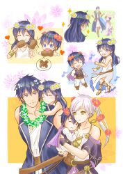 2boys 2girls age_difference aged_down armpits artist_request bare_shoulders belted_dress blue_eyes blue_hair blush_stickers breasts brown_eyes capelet carrying child child_carry chrom_(fire_emblem) cleavage closed_eyes collarbone dancing dress eating eyelashes family father_and_daughter feet fingerless_gloves fire_emblem fire_emblem_awakening fire_emblem_heroes flat_chest flower_hair_ornament from_behind full_body gloves hair_between_eyes height_difference highres hug intelligent_systems legs lifting_person long_hair looking_at_another lucina_(fire_emblem) lucina_(valentine)_(fire_emblem) matching_hair/eyes medium_breasts morgan_(fire_emblem) morgan_(male)_(fire_emblem) multiple_boys multiple_girls multiple_views musical_note neck nintendo no_bra official_alternate_costume one_eye_closed open_mouth parted_bangs piggyback robin_(female)_(fire_emblem) robin_(female)_(valentine)_(fire_emblem) robin_(fire_emblem) rope_belt sandals short_hair side_slit sidelocks sleeping sleeveless sleeveless_dress thighs toes toned toned_male twintails upper_body white_hair wink