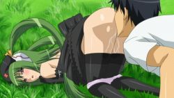  15_bishoujo_hyouryuuki animated animated_gif black_hair blush censored cunnilingus face_in_ass grass green_hair moaning nurse oral panties purple_eyes pussy_juice quin_(15_bishoujo_hyouryuuki) ribbon thighhighs twintails underwear  rating:Explicit score:134 user:fapsam