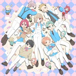  6+boys 6+girls :d ;d absurdres akamatsu_(etra-chan_wa_mita!) akane_(etra-chan_wa_mita!) aqua_eyes aqua_hair artist_request azami_(etra-chan_wa_mita!) bag black_eyes black_footwear black_hair black_necktie black_shirt blonde_hair blue_hoodie blue_necktie blue_shirt blue_vest blush box box_of_chocolates brown_eyes brown_hair brown_sweater candy candy_wrapper chibi chibi_inset closed_mouth collared_shirt commentary_request english_text etra-chan_wa_mita! etra_(etra-chan_wa_mita!) food gift green_eyes green_hair hair_bun happy_white_day highres hiiragi_(etra-chan_wa_mita!) holding holding_bag holding_gift hood hoodie jacket john_(etra-chan_wa_mita!) karin_(etra-chan_wa_mita!) katsura_(etra-chan_wa_mita!) kuroki_(etra-chan_wa_mita!) letter light_brown_hair long_hair long_sleeves love_letter macaron multiple_boys multiple_girls necktie official_art one_eye_closed open_mouth pants paper_bag pink_hair purple_eyes purple_hair red_eyes red_hair red_necktie second-party_source shirt shoes short_hair single_hair_bun smile sparkle spiked_hair sweater tachibana_(etra-chan_wa_mita!) tokusa_(etra-chan_wa_mita!) topknot tsutsuji_(etra-chan_wa_mita!) undercut vest white_day white_jacket white_pants white_shirt wrapped_candy yellow_eyes yuri_(etra-chan_wa_mita!) yuzuriha_(etra-chan_wa_mita!) 