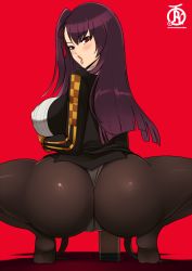 1girl ass black_dress blush breasts cameltoe dress from_behind girls&#039;_frontline huge_ass large_breasts long_hair looking_at_viewer looking_back military military_uniform panties panties_under_pantyhose pantyhose parted_lips purple_hair red_eyes revolverwing short_dress side_ponytail sideboob solo squatting thong underwear uniform wa2000_(girls&#039;_frontline) rating:Questionable score:53 user:armorcrystal
