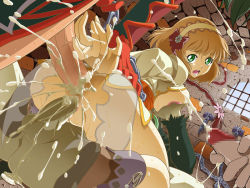  1girl 3boys anal breasts brown_hair censored cum cum_in_ass cum_in_pussy cumdrip double_penetration dungeon gaius_(tales) girl_on_top grabbing grabbing_another&#039;s_breast green_eyes group_sex hairband leia_rolando lolita_channel looking_back multiple_boys multiple_penetration no_panties open_mouth cum_overflow rape restrained sex short_hair tales_of_(series) tales_of_xillia vaginal wingul_(tales)  rating:Explicit score:75 user:kurtpitan
